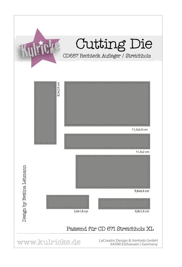 Kulricke Stanzschablone "Rechteck Aufleger / Streichholz" Craft Die 