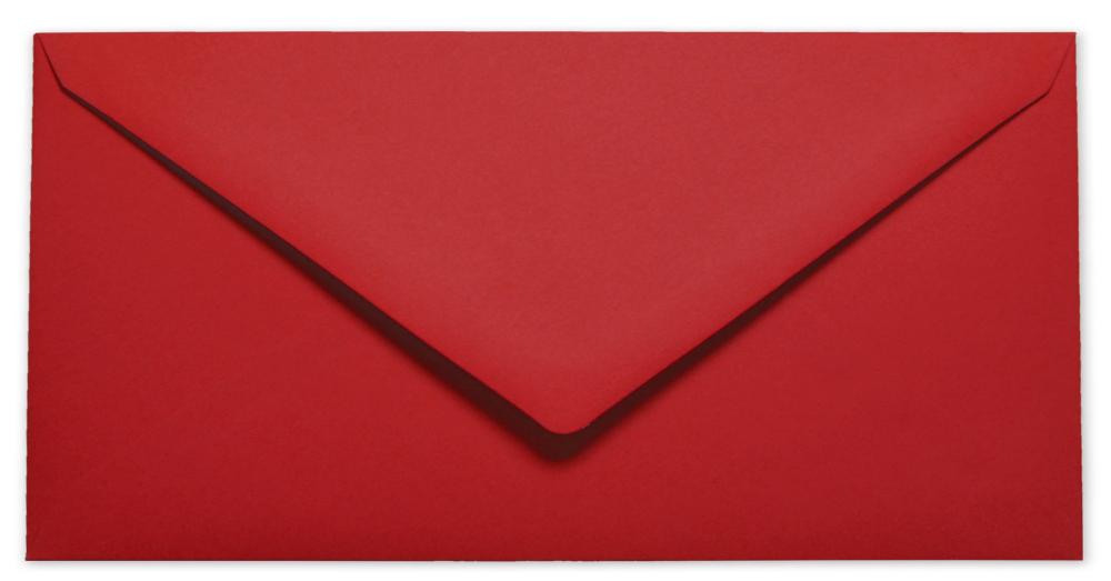 Briefumschlag DIN lang in weihnachtsrot, 120g, ohne Fenster, Nassklebung