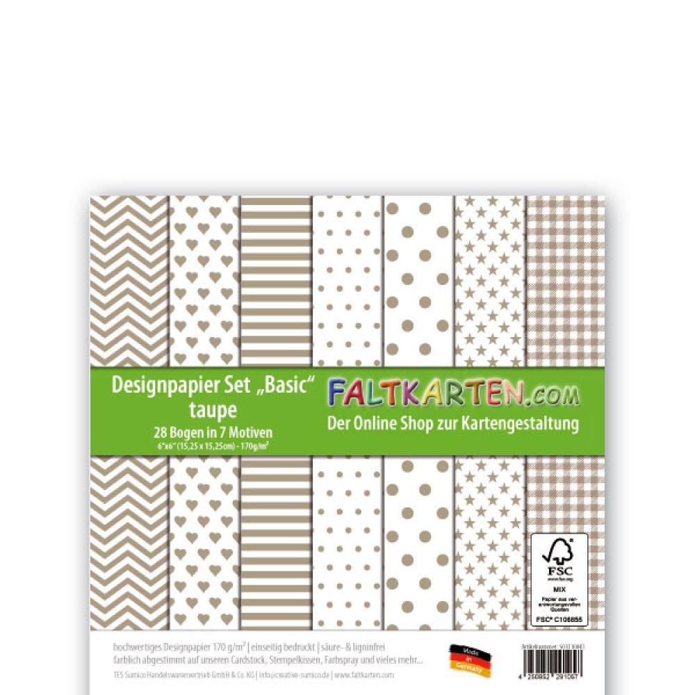 Designpapier 6"x6" 170gr "Basic Set" in taupe