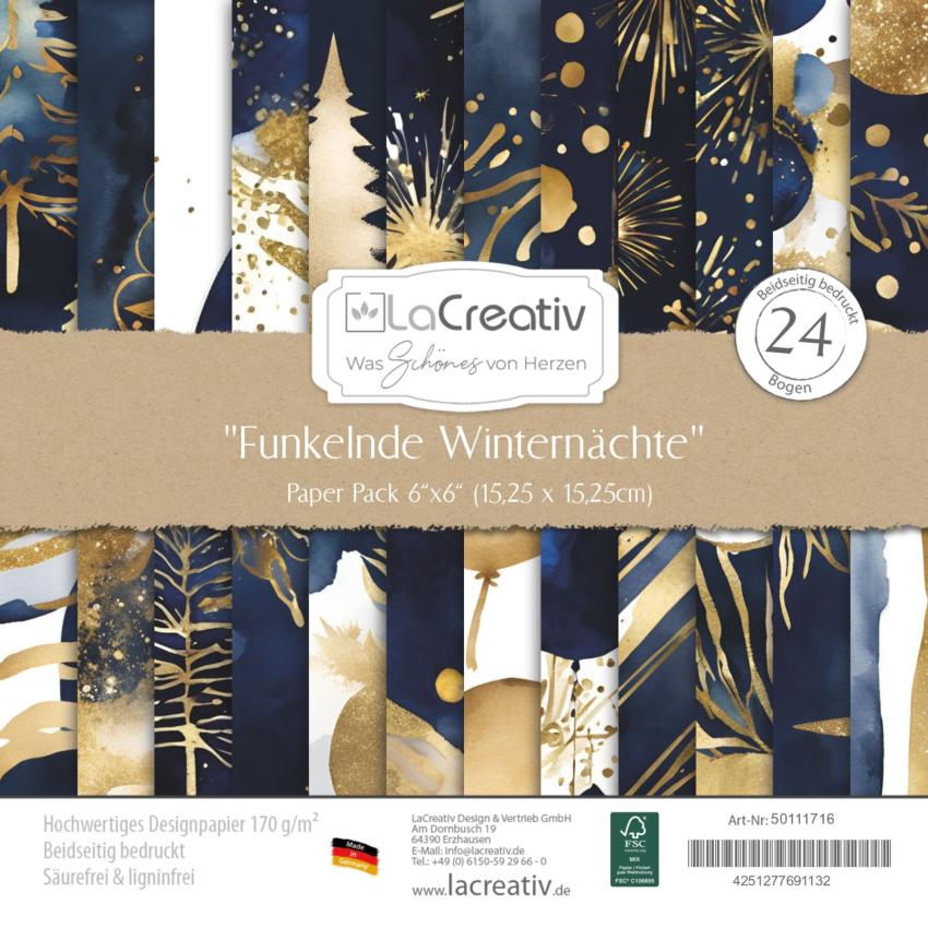 LaCreativ - Designpapier "Funkelnde Winternächte" Paper Pack 6x6" - 24 Bogen