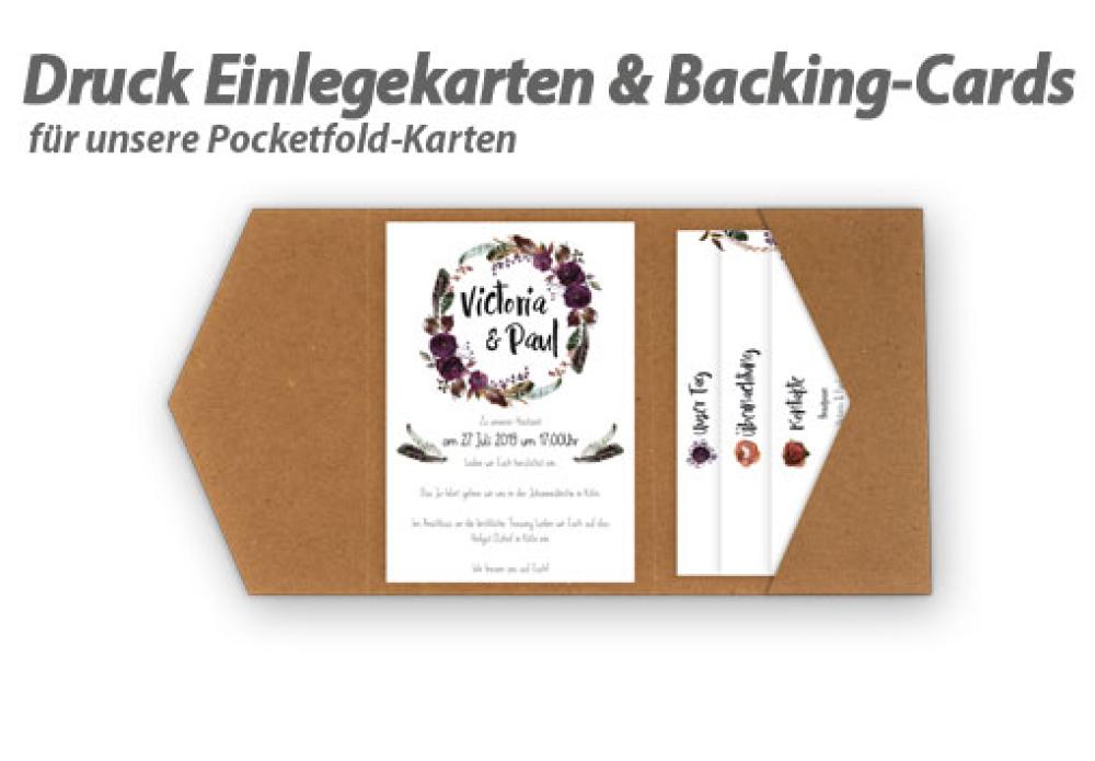 Druck - Einlegekarten u. Backing-Cards für unsere Pocketfold-Karten