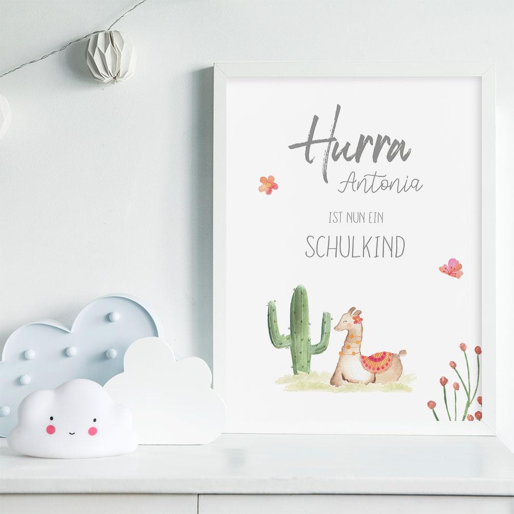 Schulkind-Poster "Lama" | Einschulung | Meilensteintafel | Geschenk 1. Geburtstag | | Personalisiertes Geschenk