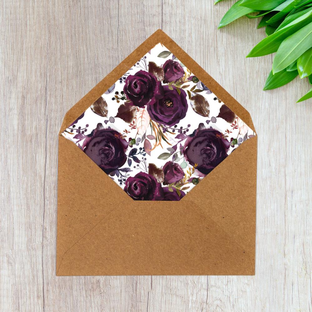 Briefumschlag B6 mit Innenfutter "Boho Violett-Flower"