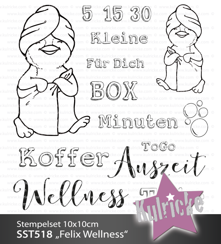 Kulricke Stempelset "Felix Wellness" Clear Stamp Motiv-Stempel