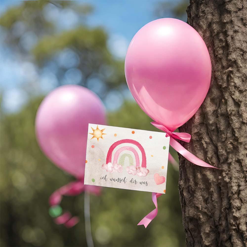 Luftballonkarten "Regenbogen 2" | Ballonkarte | Taufe | Geburtstag | Hochzeit | Geschenkidee