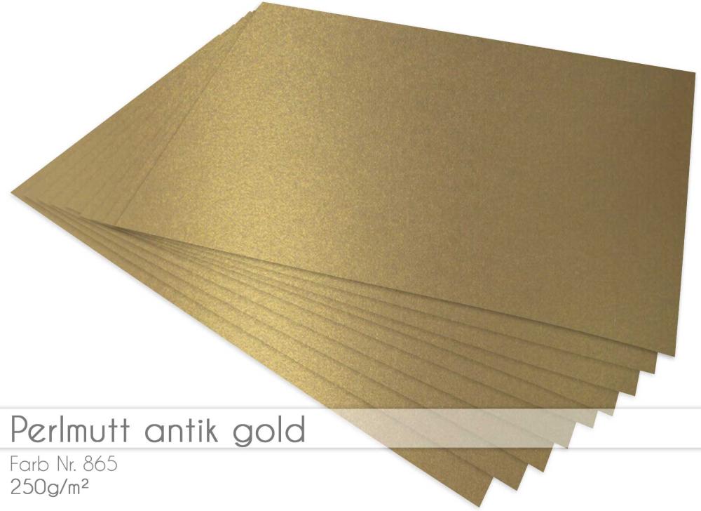 Scrapbooking-/ Bastelpapier 250g/m² DIN A3 in perlmutt antik gold