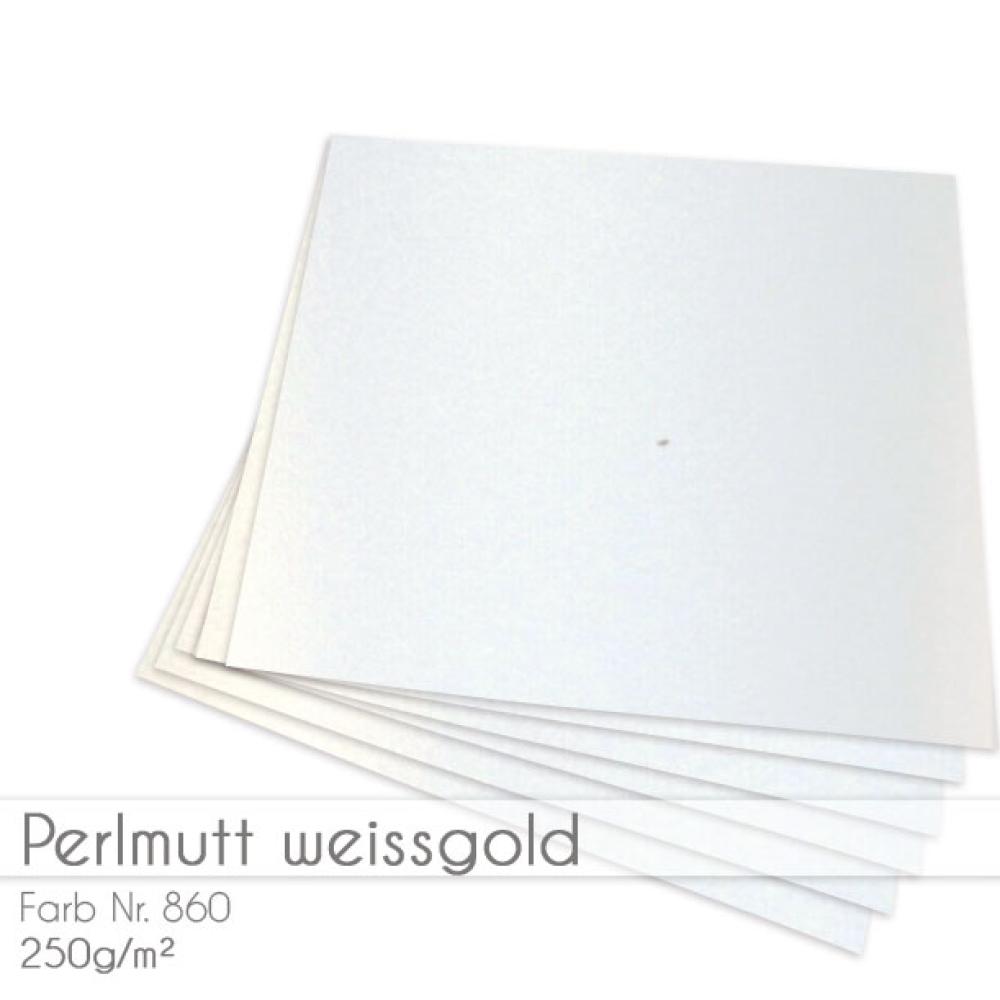 Cardstock "Metallic" 12"x12" 250g/m² (30,5 x 30,5cm) in perlmutt weissgold