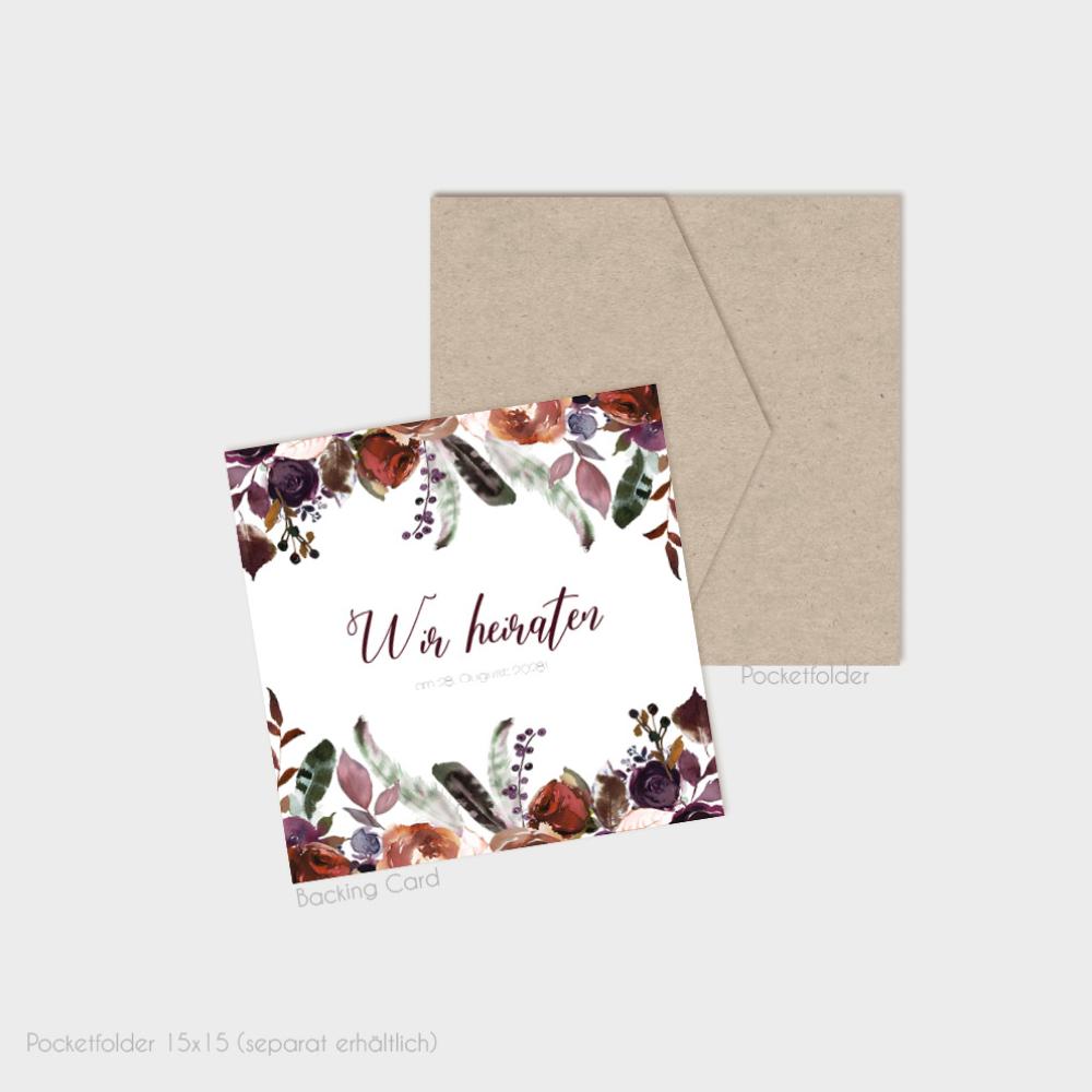 Backing-Card "Boho Violett-Flower" 14x14