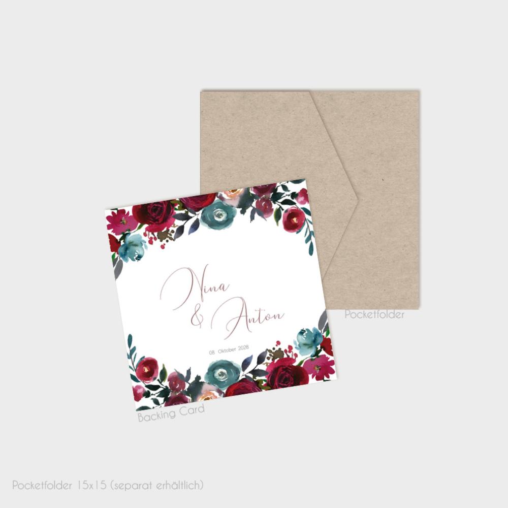 Backing-Card "Merlot und Navy" Quadrat 14x14