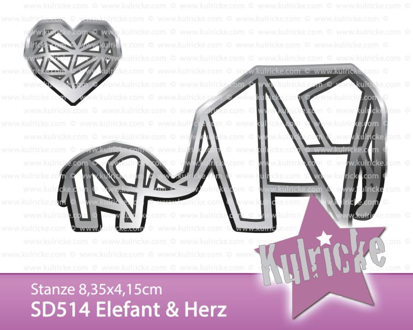 Kulricke Stanzschablone "Elefant & Herz" Craft Die | Stanze