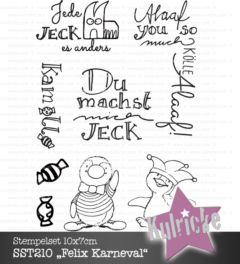 Kulricke Stempelset "Felix Karneval Set" Clear Stamp Motiv-Stempel