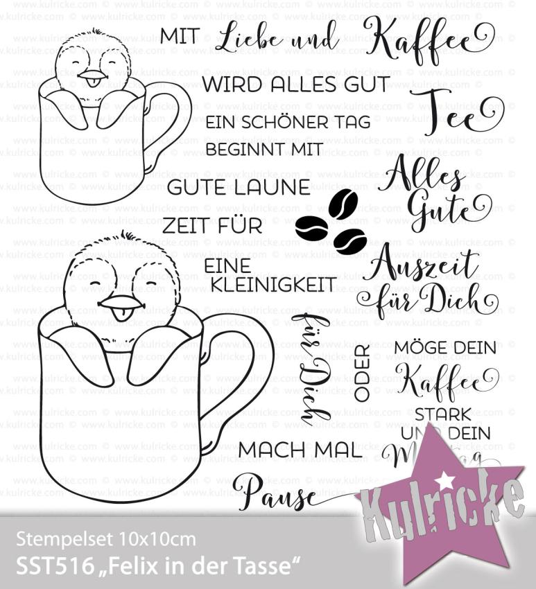 Kulricke Stempelset "Felix in der Tasse" Clear Stamp Motiv-Stempel