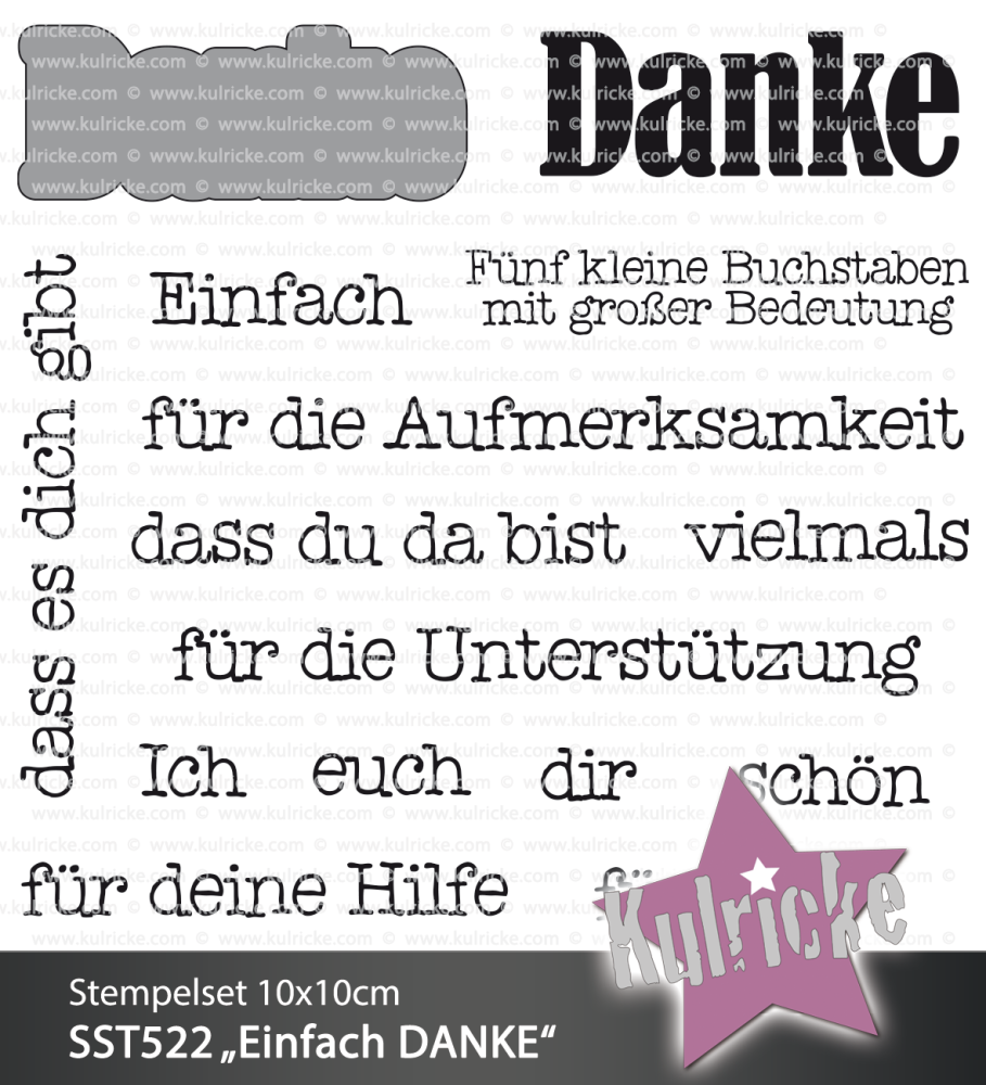 Kulricke Stempel "Einfach Danke" Clear Stamp Motiv-Stempel