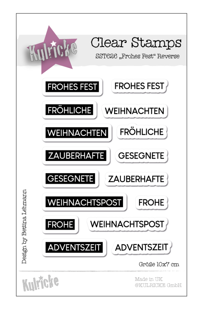 Kulricke Stempelset "Frohes Fest Reverse" Clear Stamp Motiv-Stempel