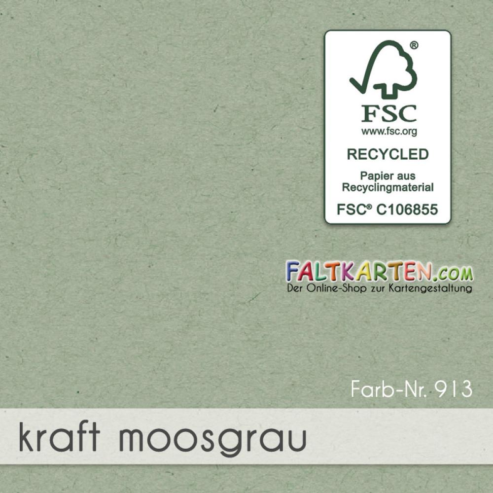 Trippelkarte - Leporello 220g/m² DIN A6 3-Fach in kraft moosgrau