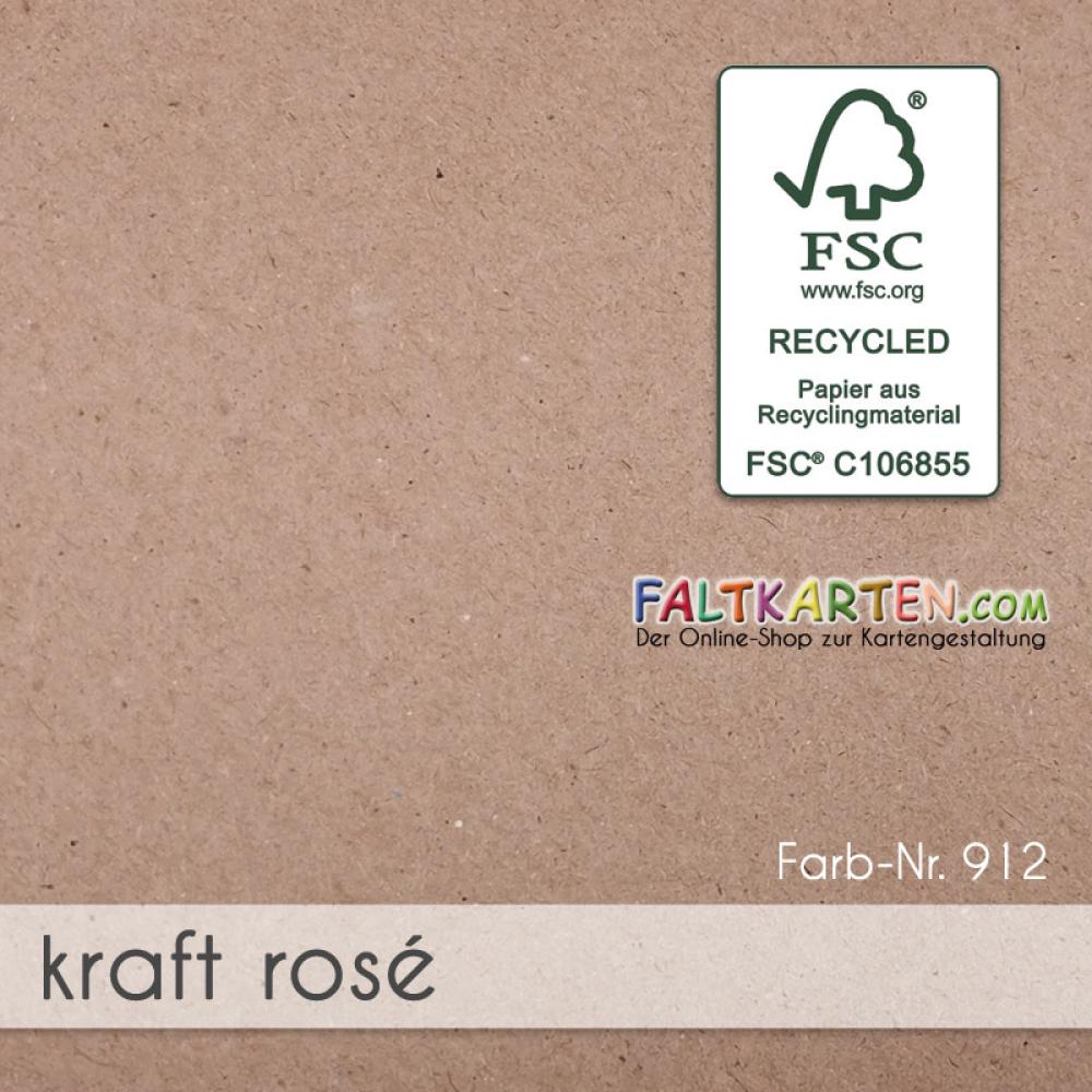 Passepartoutkarte rechteck 3-Fach DIN B6 in kraft rose