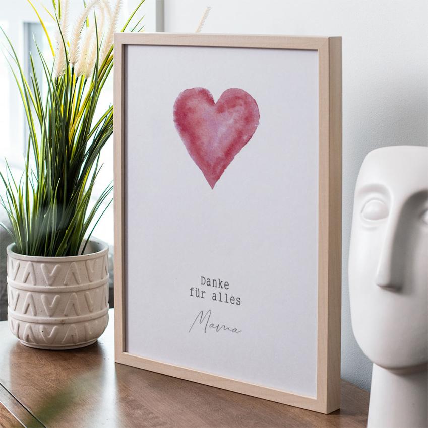 Spruchposter "Aquarell Herz" | Geschenkidee | Personalisiert | Muttertag | Wanddeko