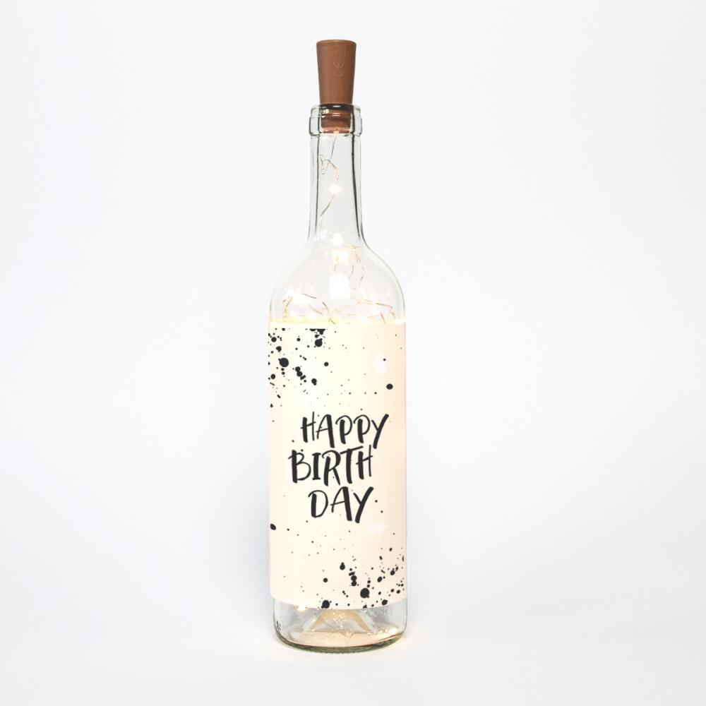 Lichterflasche "Happy Birthday" | Geschenkidee | Deko-Idee | Geschenk Happy Birthday