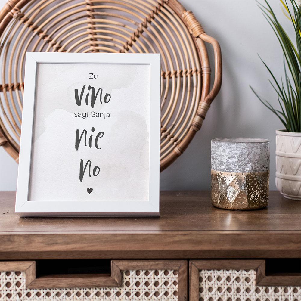 Spruchposter "Vino nie no" | Geschenkidee | Personalisiert | individuelles Bild | Wanddeko