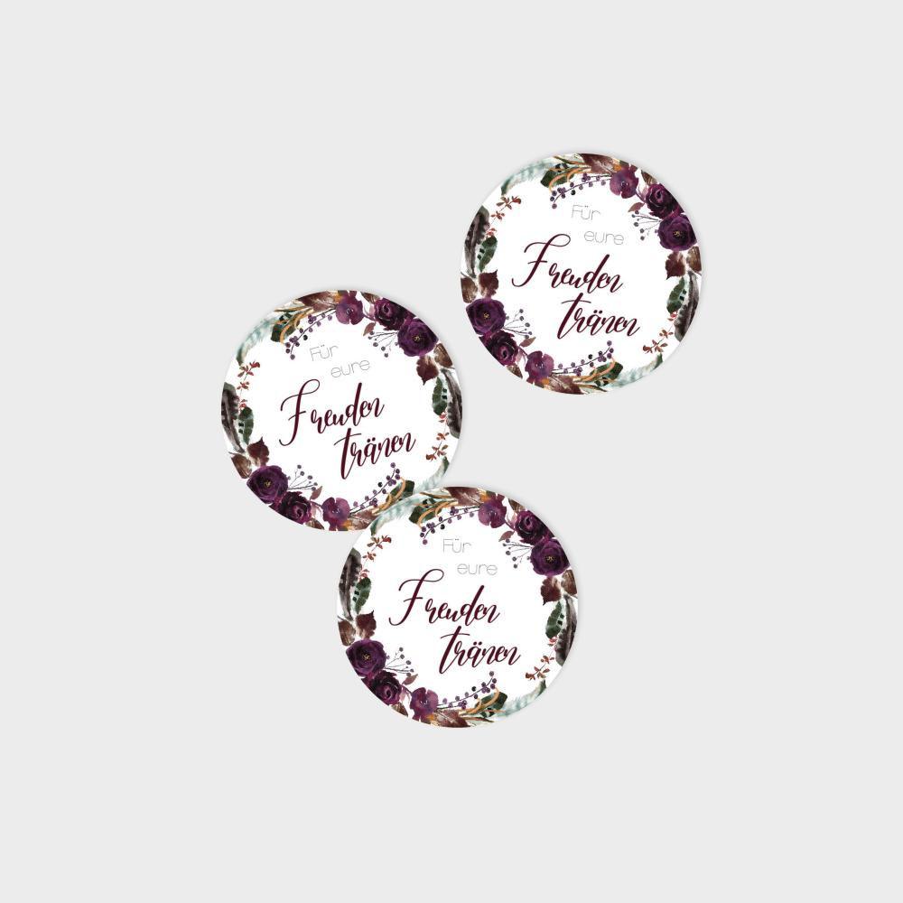 Aufkleber - Sticker "Boho Violett-Flower" 4cm ø - 24 Aufkleber